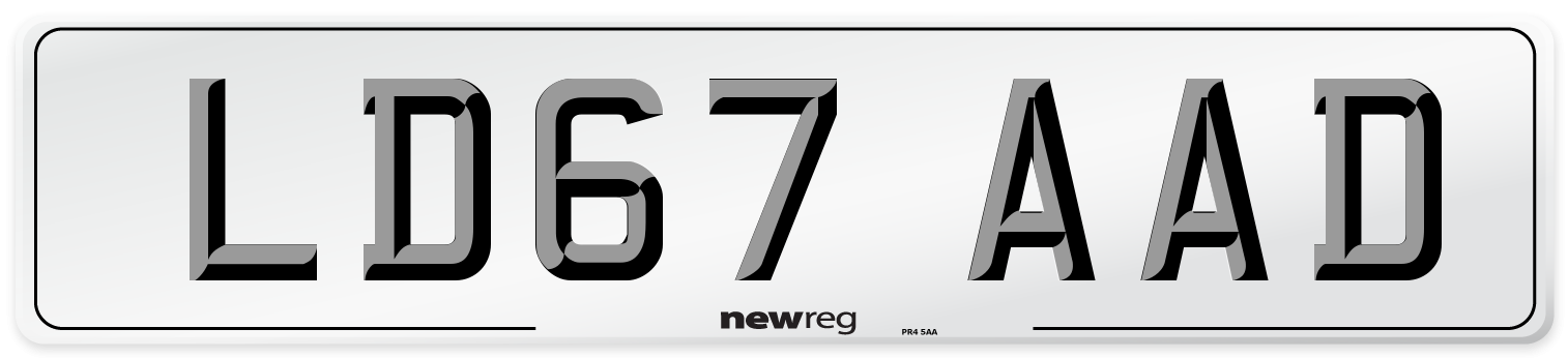 LD67 AAD Number Plate from New Reg